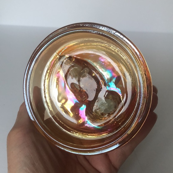 Jeanette Glass Iridescent Marigold Glass Scottie Dog Trinket Jar - Picture 9 of 13